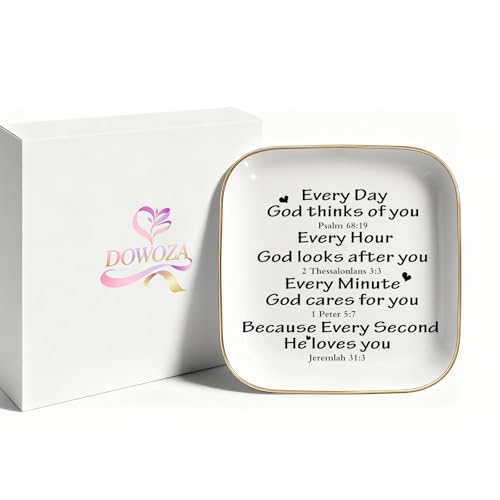 Christian Gifts for Women Faith Jewelry Dish, Religious Gifts Gifts for Women Birthday Christmas Ring Dish Jewelry Tray Gift -Every Second God He Loves You - style: Every Second God Loves You