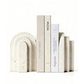 Book Ends for Heavy Books, Beige Modern Pleasing Layered Arch Design Aesthetic Bookend Decorative, Concrete Book Ends to Hold Books Heavy Duty for Bookshelf Decor, Home Decor, Office Decor