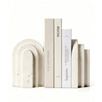 Book Ends for Heavy Books, Beige Modern Pleasing Layered Arch Design Aesthetic Bookend Decorative, Concrete Book Ends to Hold Books Heavy Duty for Bookshelf Decor, Home Decor, Office Decor