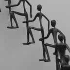 Modern Minimalist Abstract cast Iron Climbing Figures Sculpture, Black Metal Art Statue, Desktop Office Decor