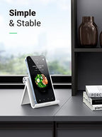 UGREEN Cell Phone Stand for Desk Phone Holder Foldable Portable Adjustable Compatible with iPhone 17 Air 16 15 14 13 Pro Max, iPhone 12 11 Plus SE XS XR 8 7, Office Desk Travel Accessories, White - color: White