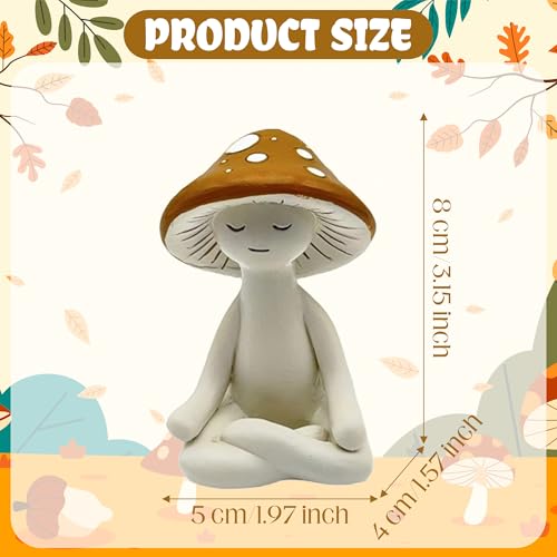 Meditation Mushroom Resin Statue - Cute Meditation Mushroom Statue for Desk Living Room Resin Figurine for Home Patio Office Decoration Cute Plant Statues for Tabletop Garden Backyard Decor - style: Mushroom