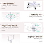 Upgraded Retail Display Stand 7 Tier Spinning Display Stand, Movable Shop Spinner Rack with Hooks, Retail Display Racks for Jewelry Keyring Hats Socks Toys (White) - color: White, style: 7 Tier-5 wheels