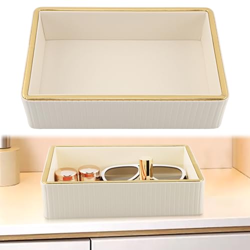 PU Leather Valet Tray,Desk Organizer Tray Nightstand Organizer Trinket Dish Storage Key Bowl Decorative Trays for Phone Wallet Jewelry Watch,Bathroom Bedroom Perfume Vanity Trays