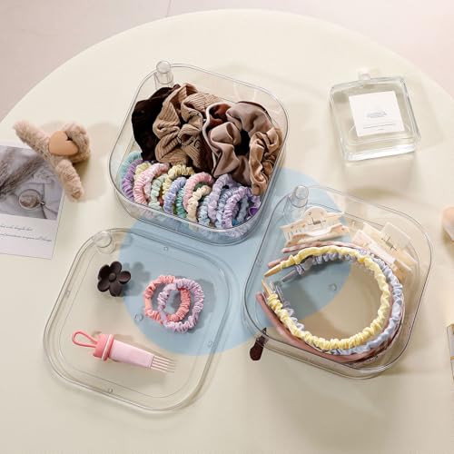 FABROK 2-Layer Girls Hair Accessories Organizer, Large Rotating Vanity Storage Container for Headbands, Scrunchies, Clips, Plastic Women Hair Ties Holder, Makeup Brush Box - size: 2-Layer
