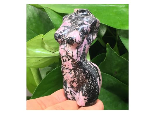 Natural Rhodonite Crystal Female Model Figurine Hand Carved Body Sculpture Statue Gemstone Small Figurine Reiki 3 Inch Home Office Decor Ornaments 100-150 Grams - color: Rhodonite