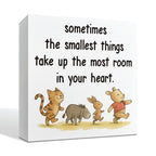 Smallest Things Take Up The Most Room Tabletop Decor 5x5in White Wooden Box Sign, Whimsical Quote Decor for Bedroom Living Room, Freestanding Wood Plaque for Shelf, Minimalist Home Accent