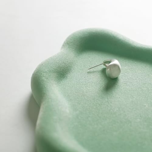 Jewelry Dish Trinket Tray for Women, Ring Dish Holder, Unique Cloud Shape Ceramic Plate Cute Things Vanity Aesthetic Room Decor Mother's Day Birthday (Flocked Green) - color: Flocked Green