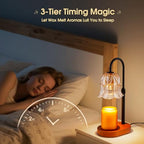 Candle Warmer Lamp Adjustable Timer Electric－Amber Flower Shaped Melting Wax Lamp - color: Black Stem Amber