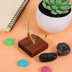 Sibba Adjustable Metal Arms Display Stand with Walnut Base Small Display Easel Holder Crystal Displays Stand Home Décor Accents Rack for Geodes Fossils Rocks Small Plates Photos (3.15x1.97x0.59 in)