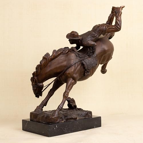 Bronze The Bronco Buster Sculpture by Frederic Remington - Classic Western Cowboy Taming Wild Horse Bronze Statue, Perfect for Art Collectors and Home Decor (Rectangular Base-1) - color: Rectangular Base-1