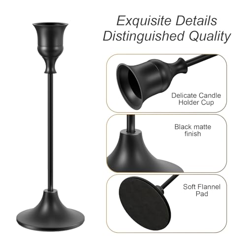 NLBTW Set of 12 Black Taper Candle Holders, Candlesticks Holders Bulk Decorative，Vintage Candlestick Holder Decorative Metal Candle Sticks Home Decor Centerpieces for Table Mantel Festive Decorations - color: Black, size: 4 sets (12 pcs)