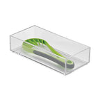 IDesign Decorative Countertop Vanity Tray Organizer for Bathroom, Bedroom, Closet, Entryway, The Clarity Collection – 4” x 8” x 2”, Clear, Small - size: Small