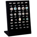 Ring Display Stand, Velvet Ring Holder, 50 Slots Rings Organizer Jewelry Display Tray, L-Shaped Jewelry Organizer Stand for Rings Earrings Selling (1, Black) - color: Black