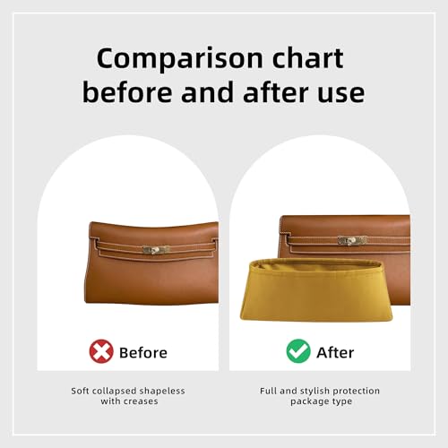 DGAZ Silk Purse Organizer Insert Fits Hermes Kelly Elan Bags，Silky Smooth Bag Organizer，Luxury Handbag & Tote Shaper(Jaune amber) - color: Jaune amber