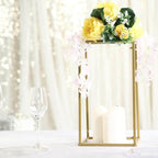Efavormart 2 Pack 16" Matte Gold Wedding Flower Stand Metal Vase Column Stand Geometric Centerpiece Vase - color: Gold, size: 2 Pack 16''