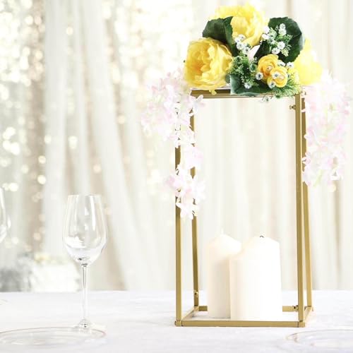 Efavormart 2 Pack 16" Matte Gold Wedding Flower Stand Metal Vase Column Stand Geometric Centerpiece Vase - color: Gold, size: 2 Pack 16''
