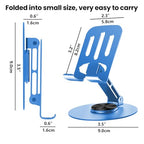 Universal Metal Cell Phone Stand, Multi-Angel Adjustable 360° Rotation Non-Slip Metal Phone Stand Compatible with iPhone 17 16 Pro Max and All Smartphones (Blue) - color: Blue