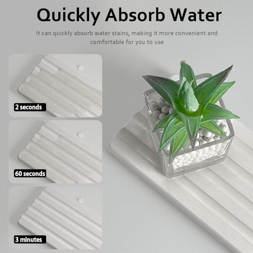 2 PCS Water Absorbing Stone Trays for Bathroom Sink & Kitchen Counter, Fast-Drying Diatomite Sink Caddy, Vanity Tray, Hand Soap Holder with Anti-Skid Pads (White, 8.7" x 4"/22 x 10cm) - color: White, size: 8.7" x 4" (22 x 10cm)