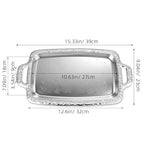 STOBAZA Silver Serving Tray, Metal Coffee Table Ottoman Tray with Handles, Rectangle Butler Plate for Breakfast in Bed, Table Decor - 15.3X9X0.67inch