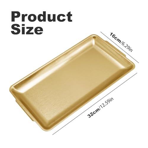 3Pcs 304 Stainless Steel Food Serving Tray, 12.6" Rectangular Serving Platters Multipurpose for Kitchen,Party Organizer Tray for Buffet Brushed Nickel (Gold) - color: Gold