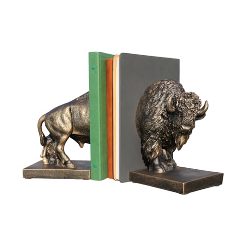 Bellotto Set of 2 Polyresin Buffalo Bookend,Art bookend, Homedecor for Kids, Office Decor (Copper), FZ21004-C