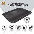 3 Pack Black Plastic Serving Trays for Party - Black Serving Tray 8 x 11 Inch - Heavy Duty Dessert Trays for Food - Rectangular Party Serving Trays for Entertaining - color: Black