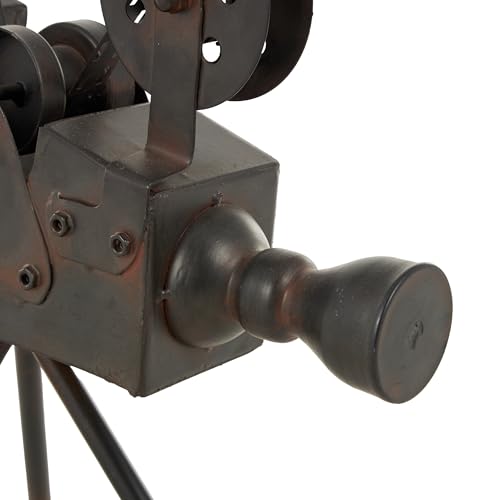 Deco 79 Metal Film Decorative Sculpture Camera Home Decor Statue, Accent Figurine 12" x 7" x 15", Brown