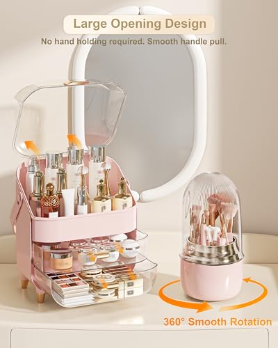 Makeup Organizer, Skincare Holder Bathroom Counter Organizer, Storage Box Cosmetic Display Cases, Teen Girl Gifts Trendy Stuff Make up Organizers for Vanity, Dresser, Countertop (Pink) - color: Pink