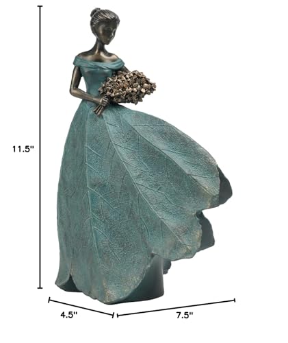Guichifun Fairy Statue Collection Home Decoration - Leaf Angel Girls Resin Home Garden Patio Decor Memorial Gift for Mom Outside or Inside Outdoor Yard Decorations Figurines 7.5 x 4.5 x 11.5 Inch - color: Green-flower, size: Large