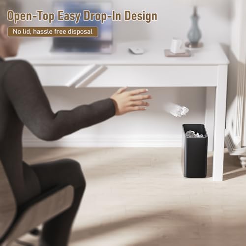 Small Bathroom Trash Can 2.4 Gallon Wastebasket, Slim Metal Garbage Can Matte Black Stainless Steel Trash Bin for Bedroom,Office,Kitchen,Toilet, rv, Near Desk, Under Sink - color: Black