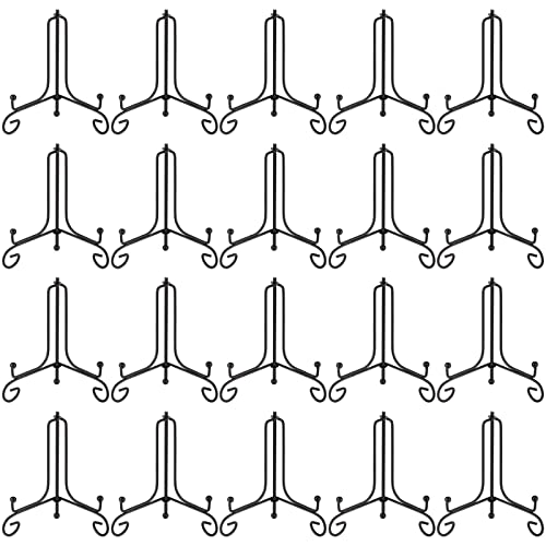 Chumia 20 Pack Iron Easel Stand Plate Holder Display Stand Picture Frame Stand Photo Holder Stand Painting Books and Arts Display Stand, 4 Inch