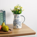 Ceramic Pitcher Vase, Blue and White Jug for Home Decor, Chinoiserie Vase Decor, Decorative Pitcher with Handle