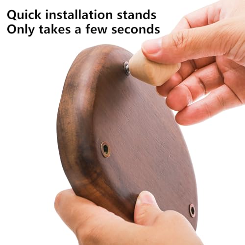 Dicunoy 2 Pack Acacia Wood Riser for Decor, 6" Small Wood Pedestal Display Stands for Kitchen Counter, Rustic Wooden Tray for Bathroom Counter, Tabletop Centerpieces, Entry Table, Farmhouse Decor