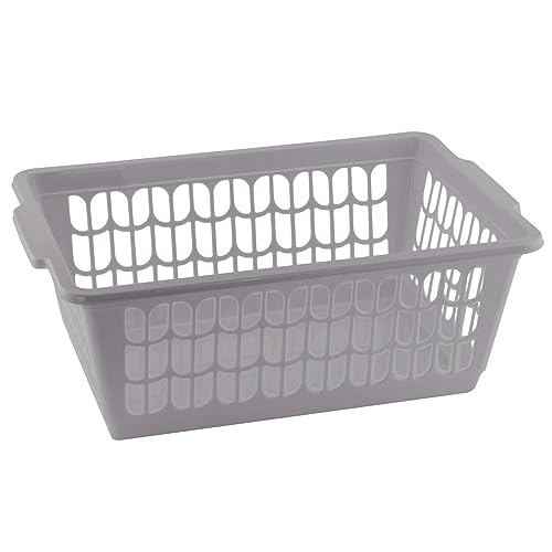 YBM HOME Plastic Perforated Storage Basket Bin Office Drawer, Shelf Desktop Countertop Tray Organizer 32-1188 (1, grey) - color: Grey, size: Pack of 1