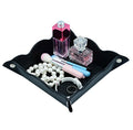 Leather Storage Tray,Phone Watch Jewelry Coin Organizer,Dresser Valet Tray for Men(Black)