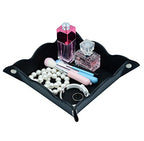 Leather Storage Tray,Phone Watch Jewelry Coin Organizer,Dresser Valet Tray for Men(Black)