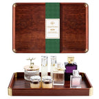 Bubinga Wood Serving Tray, 14.5"x9.8" Decorative Tray with Brass Corners, Luxury Home Decor for Coffee Table, Kitchen & Living Room, Housewarming Gifts for New Home, Wedding & Bridal Shower Gift