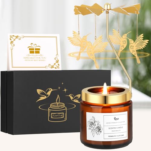 Rotatable Rose Scented Candle Gifts, Hummingbird Gifts for Women - color: Rose-Hummingbird