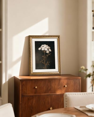 InSimSea Gold Picture Framed Wall Art, Living Room Vintage Dark Flower Wall Decor, Moody Floral Botanical Canvas Print Art, Home Farmhouse Decor, Antique Paintings with Frame 13x16inch - color: Radish Flower, size: 16"L x 13"W