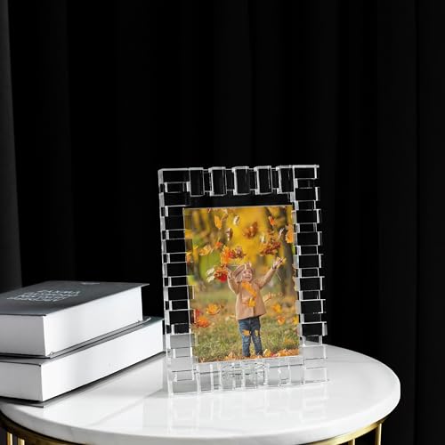 kitCom Crystal 5x7Inch Picture Frame, Wedding Frame Tabletop Display 5''x 7'', Tabletop Display Decor Wedding Frame(Fit 5x7 Max Photos), Clear with Gift Box - size: 5 x 7 inch