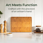 Keechee Atelier Collection Bamboo Cutting Board, Reversible Wood Chopping Boards for Kitchen with Juice Grooves, Handcrafted Large Serving Tray, Luxury Housewarming Wedding Gifts for New Home - size: One Piece M