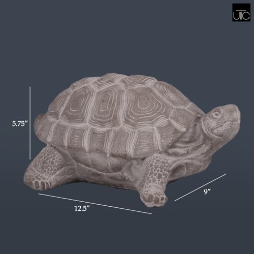 Modern Small Standing Turtle Figurine, Unique Cement Figurines, Handcrafted Decorative Washed Concrete Finish White Sculpture for Home, Garden,Office: 12.50"x9.00"x5.75"H - size: 12.50"x9.00"x5.75"H