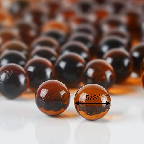 CYS EXCEL Amber Glass Gemstone Vase Filler (3 LBS) Aquarium Round Marble Beads Decorative Mosaic Pebbles - color: Amber, size: 3 LBS