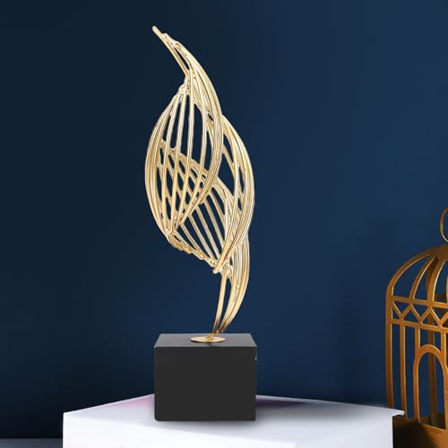 Sorandy Fortune Attracting Ornaments Modern Metal Sculpture, Iron Luxury Abstract Art Statue Decorative for Home, Living Room, Bedroom, Office, Shelf, Table Decor (Black Base)