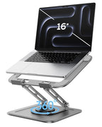 Adjustable Laptop Stand for Desk with 360 Base, Ergonomic Laptop Riser, Mount, Holder Notebook Computer Stand for MacBook Air Pro, HP, Dell, XPS, HP 16" Laptops - Gray - color: Gray