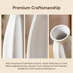 White Ceramic Flower Vase Matte Finish Modern Home Decor for Wedding Centerpiece Dinner Table Office Desk Decorations