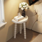 LitaEther Bobbin Side Table, Solid Wood Half Moon End Table, Small Wooden Accent Table with Chunky Turned Legs, Plant Stand for Living Room Bedroom Entryway, Modern Farmhouse Bedside Table, White - color: White
