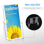 xydstay Brochure Holder 4x9 Inches Slant Back Design, Clear Display Stand, Plastic Table Stand Sign Holder,Pamphlet Holder Flyer Holder, Acrylic Display Stand, Acrylic Table Signs Plastic Paper Holder for Office, Home, Store, 4 Pack