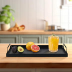 VANRA Metal Serving Tray Portable Bed Tray with Handles for Coffee Table, Living Room, Kitchen and Bathroom (Black) - color: Black